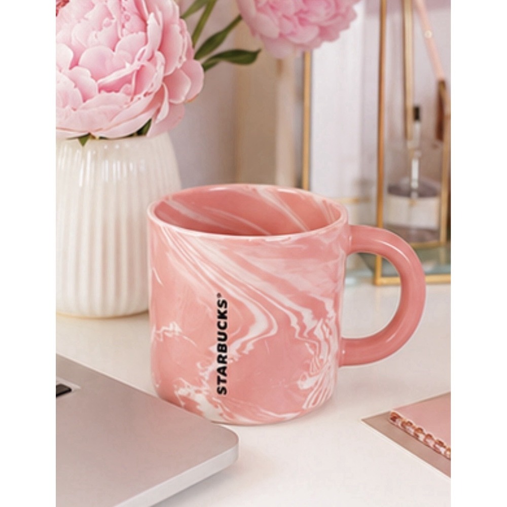 Starbucks‎ Pink Marbled Mug 12oz Ceramic Coffee Tea Cup 2022